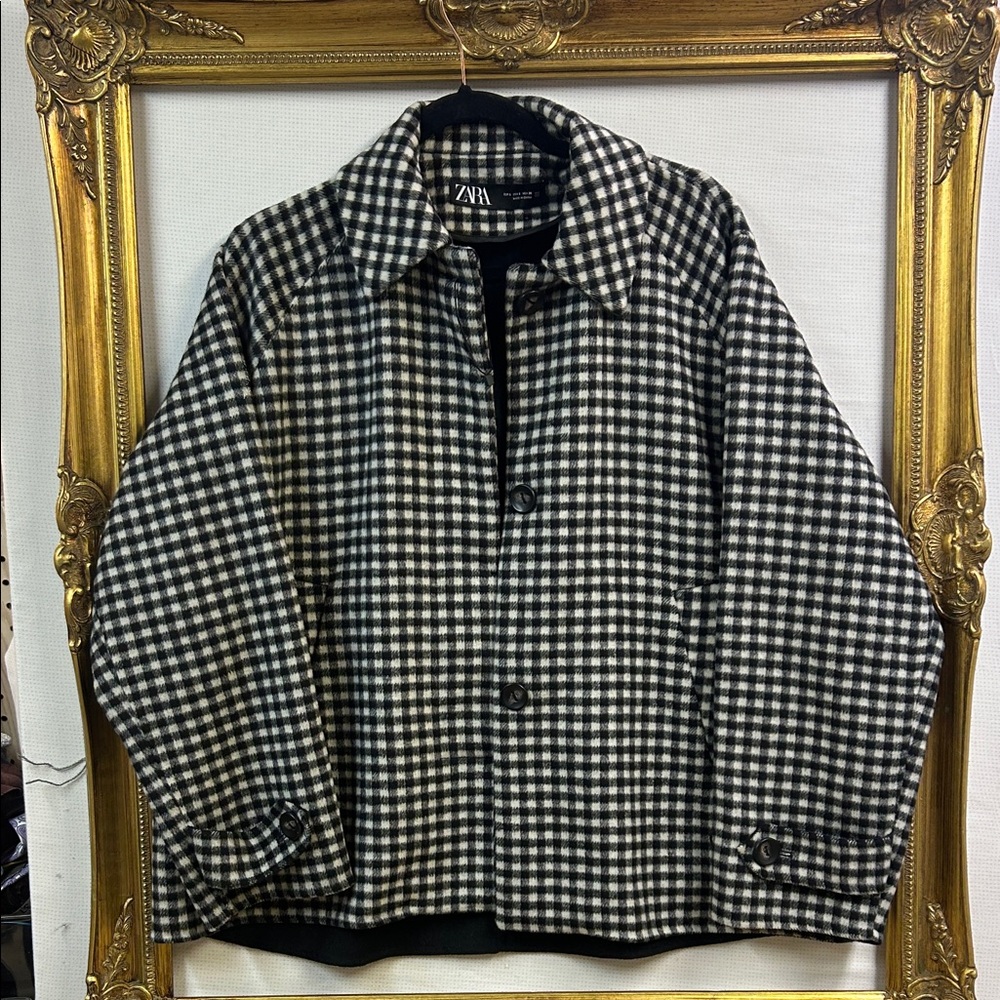 ZARA Women’s Check Wool-Blend Jacket • NWOT • Size S